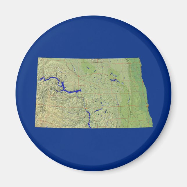 Imán Mapa de Dakota del Norte (Frente)