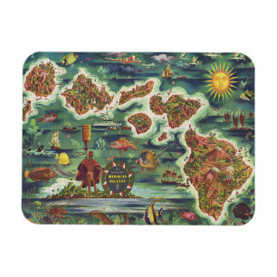 Imán Mapa de Dole 1950 de la pintura al óleo de Hawaii 