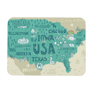 Imán Mapa de Doodle de Estados Unidos