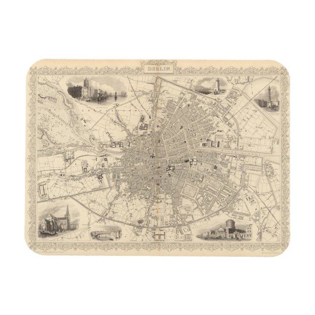 Imán Mapa de Dublín, Irlanda (Horizontal)