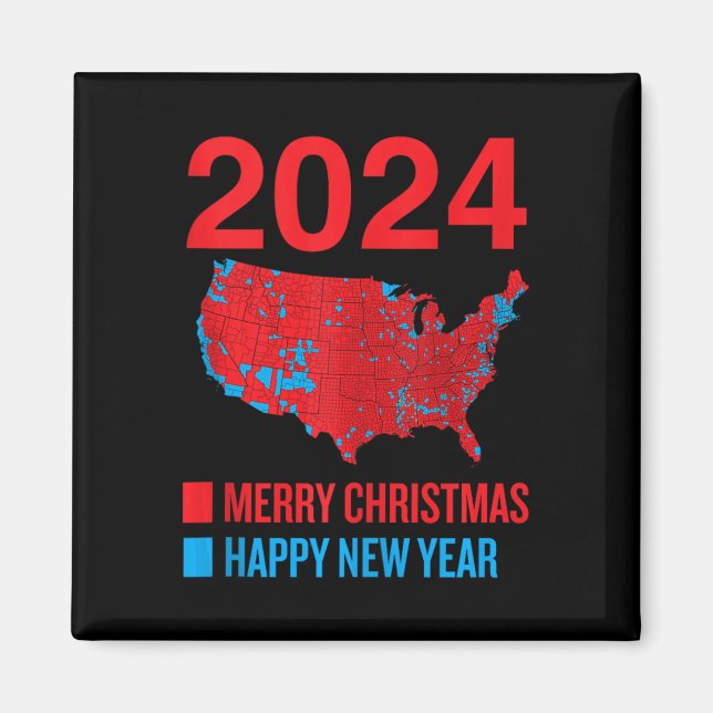 Imán Mapa de elecciones de 2024 Feliz Navidad feliz N (Frente)