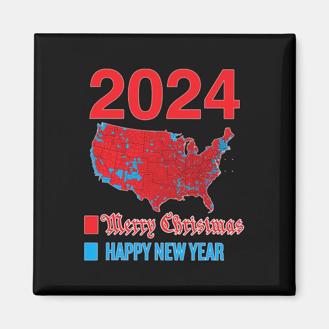 Imán Mapa de elecciones de 2024 Feliz Navidad feliz N (Frente)