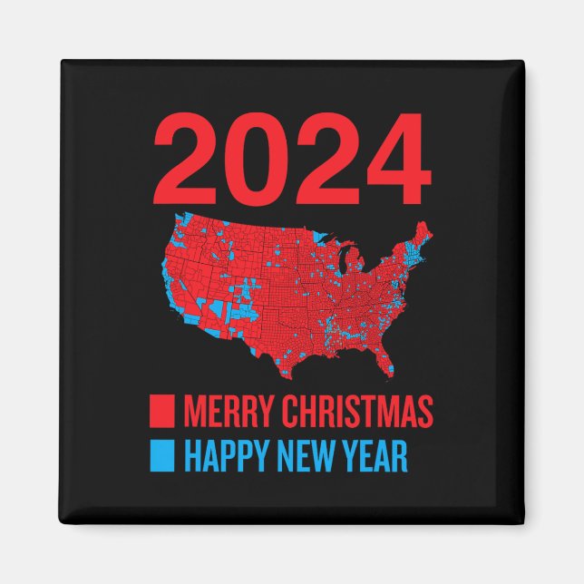 Imán Mapa de elecciones de 2024 Feliz Navidad feliz N (Frente)