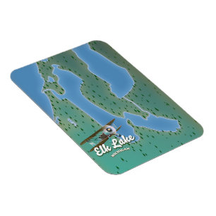Imán Mapa de Elk Lake Michigan