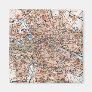 Imán Mapa de época de Berlín Alemania (1894)