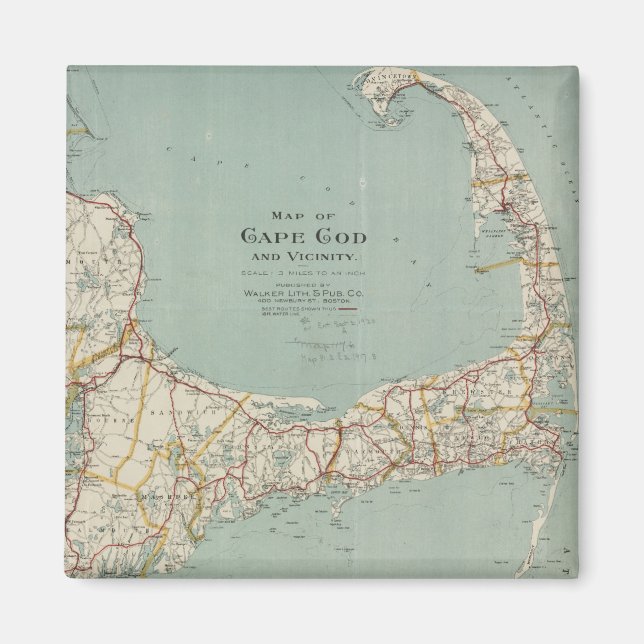Imán Mapa de época de Cape Cod (1917) (Frente)