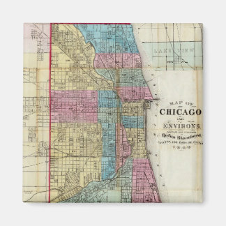 Imán Mapa de época de Chicago (1869)