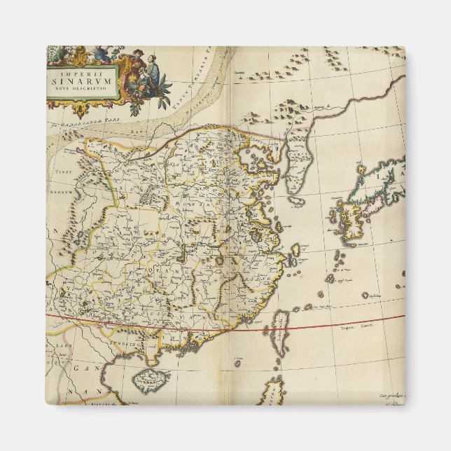 Imán Mapa de época de China | 1662 (Frente)