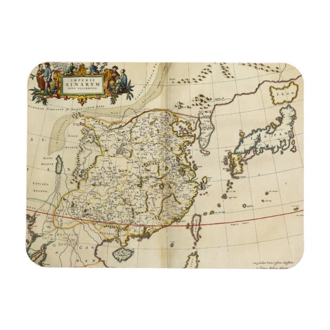 Imán Mapa de época de China | 1662 (Horizontal)