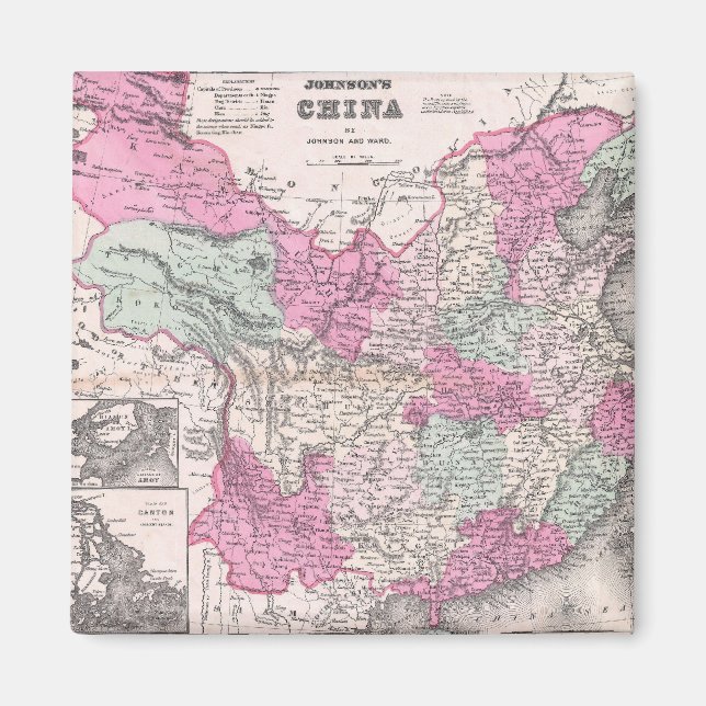 Imán Mapa de época de China (1862) (Frente)