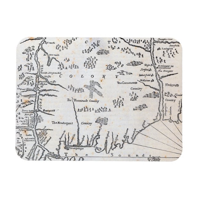 Imán Mapa de época de Connecticut (Horizontal)