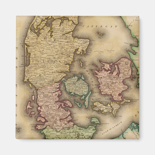 Imán Mapa de época de Dinamarca (1831) (Frente)