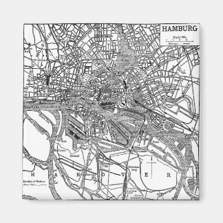 Imán Mapa de época de Hamburgo Alemania (1911)