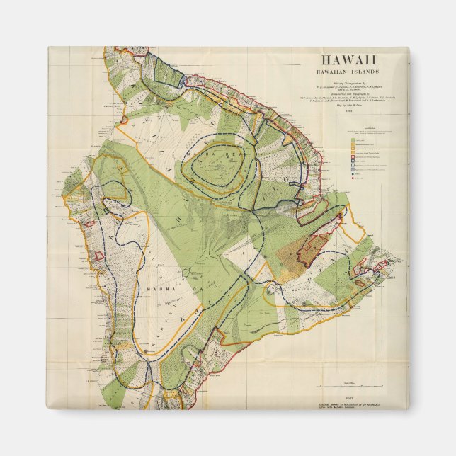 Imán Mapa de época de la isla de Hawaii (1906) (Frente)