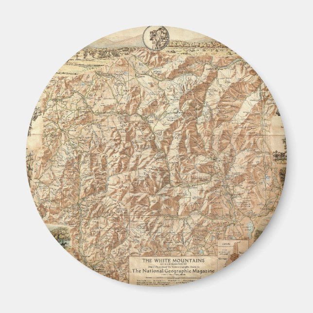 Imán Mapa de época de las montañas blancas (1937) (Frente)