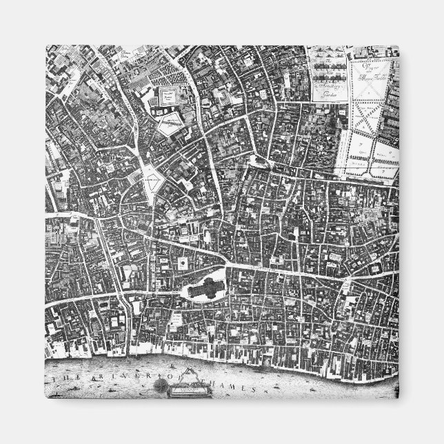 Imán Mapa de época de Londres Inglaterra (1677) (Frente)