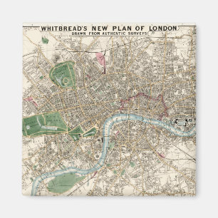 Imán Mapa de época de Londres Inglaterra (1853)