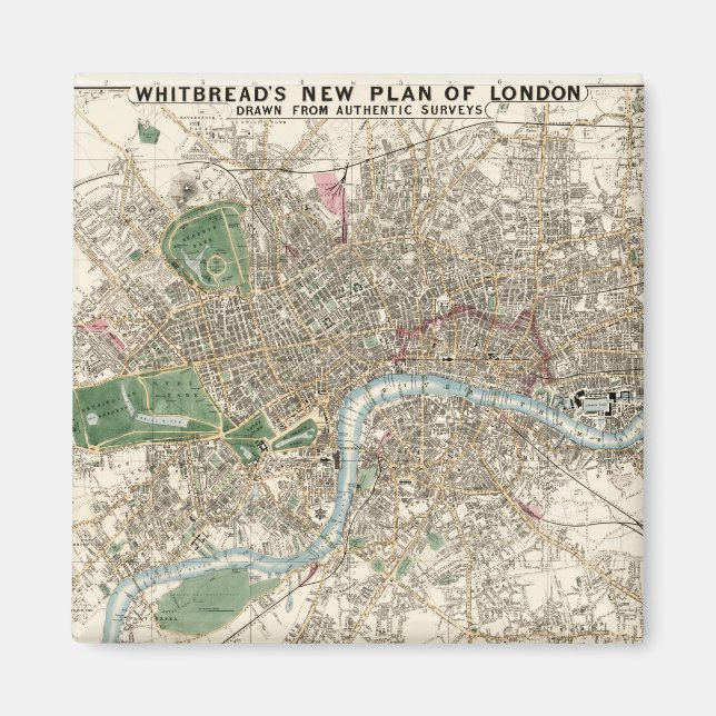 Imán Mapa de época de Londres Inglaterra (1853) (Frente)
