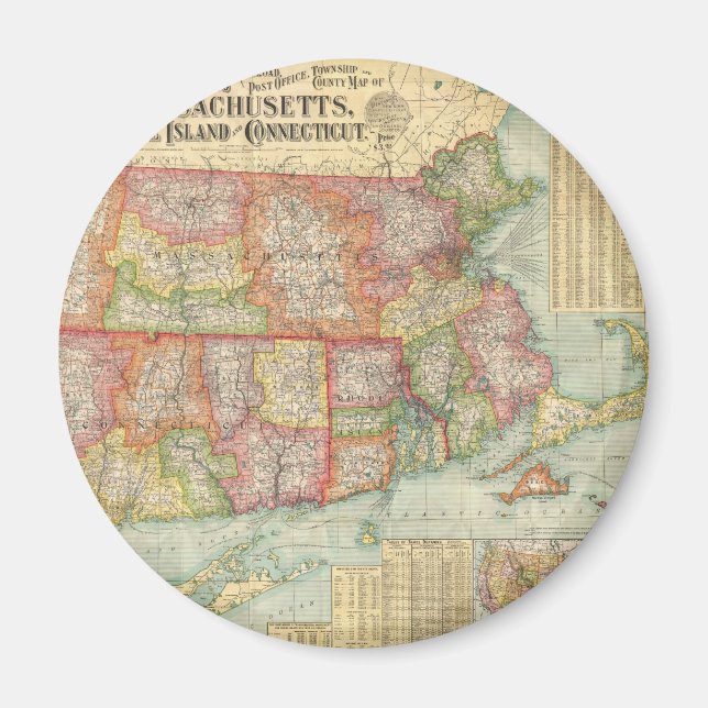 Imán Mapa de época de los Estados de Nueva Inglaterra ( (Frente)