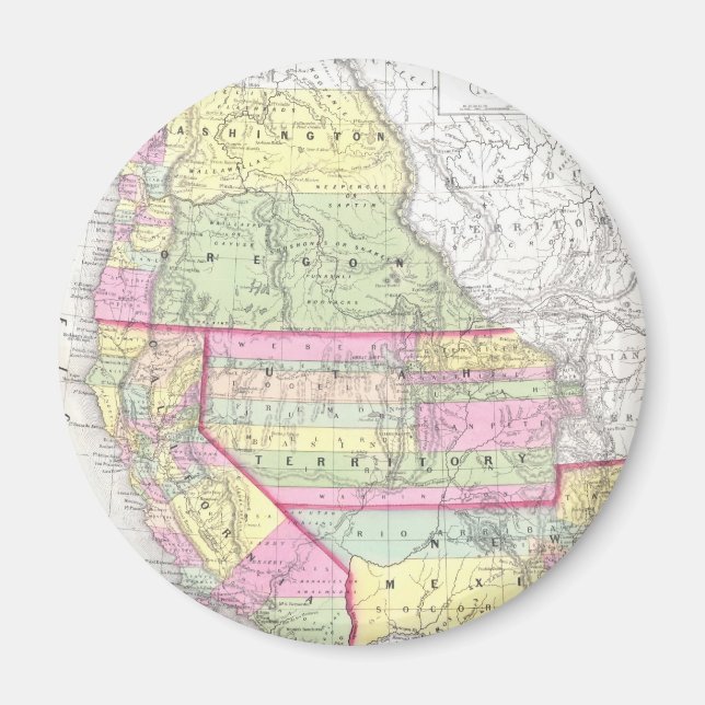Imán Mapa de época de los Estados Unidos occidentales ( (Frente)