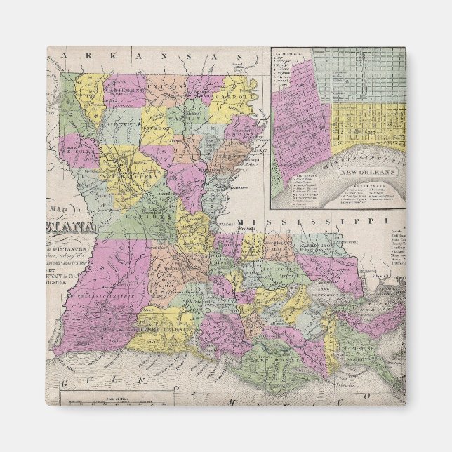 Imán Mapa de época de Luisiana (1853) (Frente)