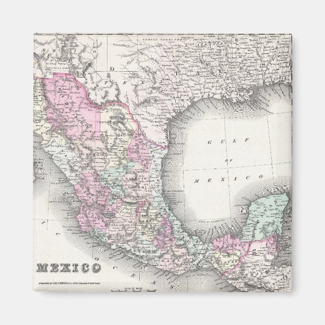 Imán Mapa de época de México (1855) (Frente)