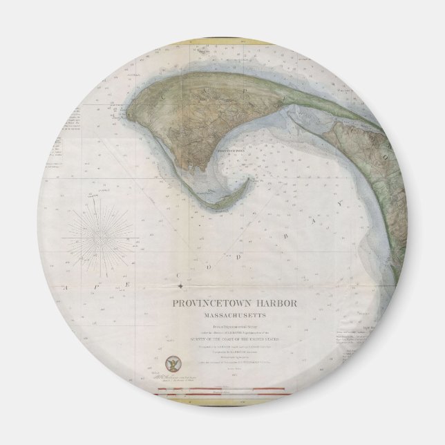 Imán Mapa de época de Provincetown (Frente)