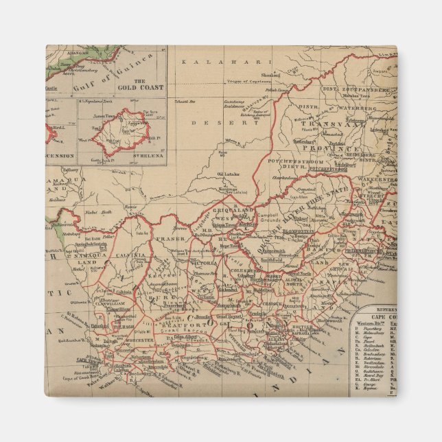 Imán Mapa de época de Sudáfrica (1880) (Frente)