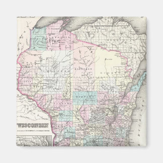 Imán Mapa de época de Wisconsin (1855)