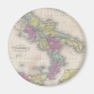 Imán Mapa de época del sur de Italia (1853)