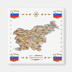 Imán Mapa de Eslovenia + Mapa de bandera