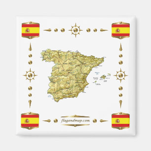 Imán Mapa de España + Mapa de Banderas