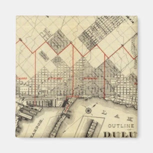 Imán Mapa de esquema de Duluth y los suburbios