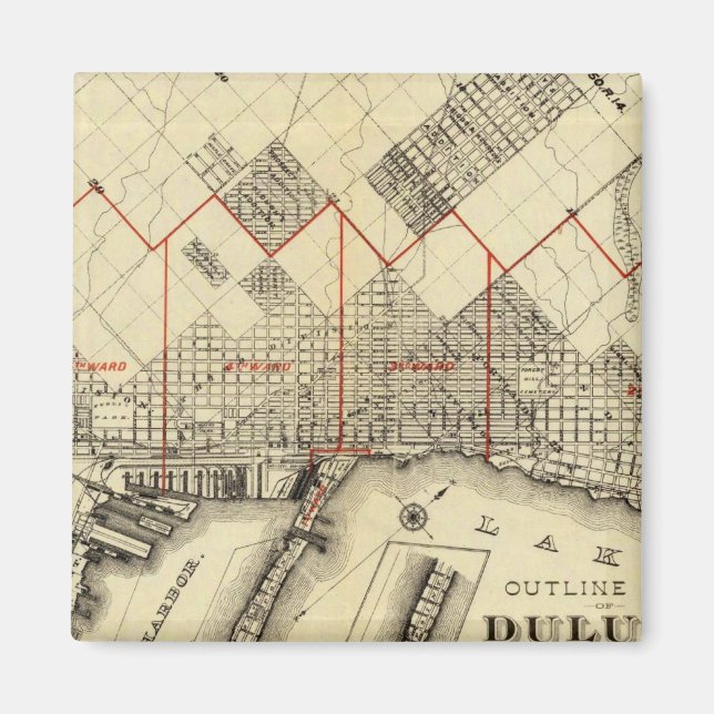 Imán Mapa de esquema de Duluth y los suburbios (Frente)