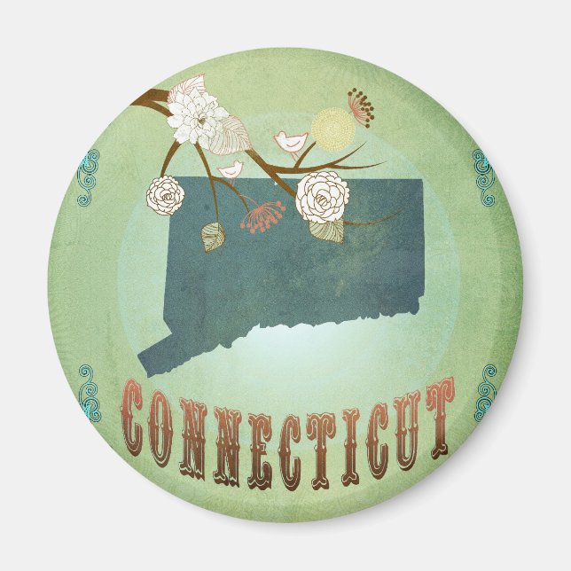 Imán Mapa de estado de Connecticut - Verde (Frente)