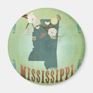Imán Mapa de estado de vintage moderno de Mississippi -