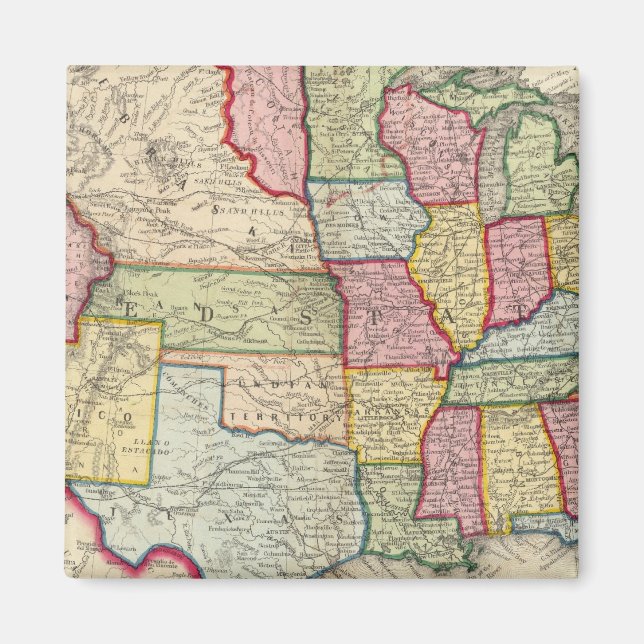 Imán Mapa De Estados Unidos, Y Territorios (Frente)