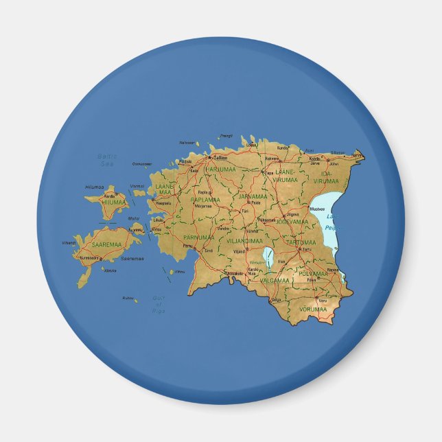 Imán Mapa de Estonia (Frente)