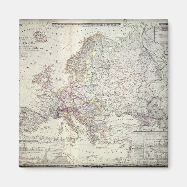 Imán Mapa de Europa, 1841 (Frente)