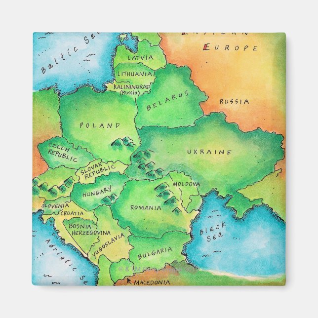 Imán Mapa de Europa Oriental (Frente)