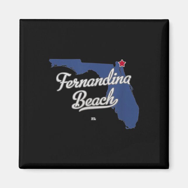 Imán Mapa de Fernandina Beach Florida Fl (Frente)
