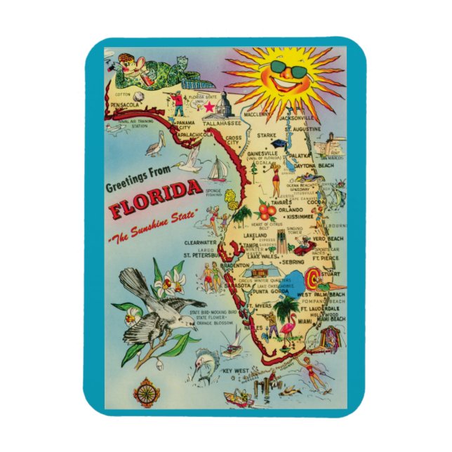 Imán Mapa de Florida (Vertical)