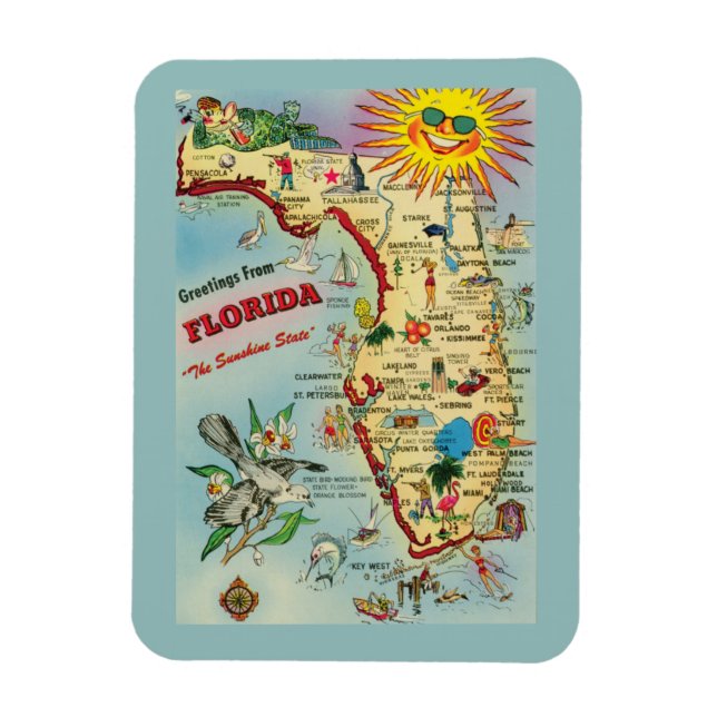 Imán Mapa de Florida (Vertical)