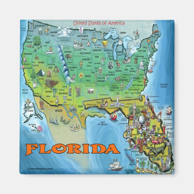 Imán Mapa de Florida USA (Frente)