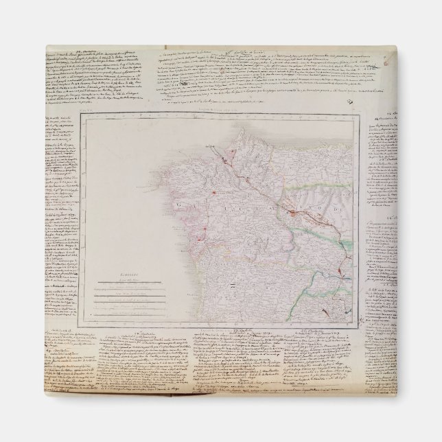 Imán Mapa de Galicia con la ruta del ejército francés (Frente)