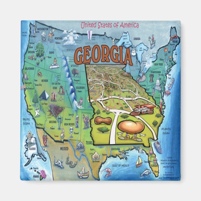 Imán Mapa de Georgia USA (Frente)