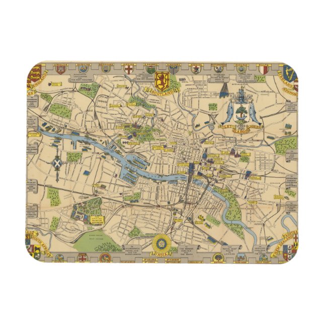Imán Mapa de Glasgow, Inglaterra (Horizontal)