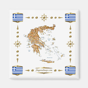 Imán Mapa de Grecia + Mapa de banderas