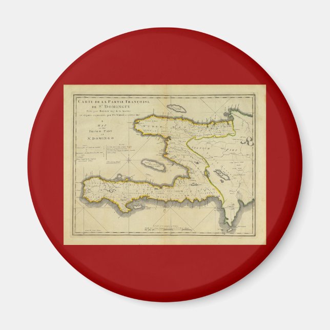 Imán Mapa de Haití de 1814 por Mathew Carey (Frente)