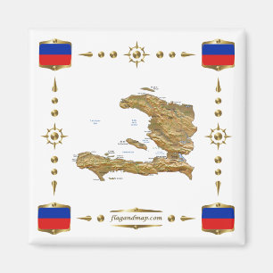 Imán Mapa de Haití + Magnate de banderas
